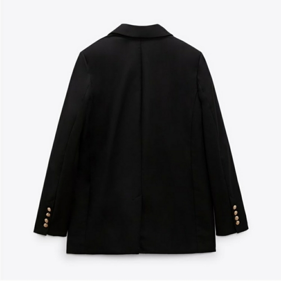Zara GOLD BUTTON STRAIGHT BLAZER bloggers favorite black - Picture 6 of 10